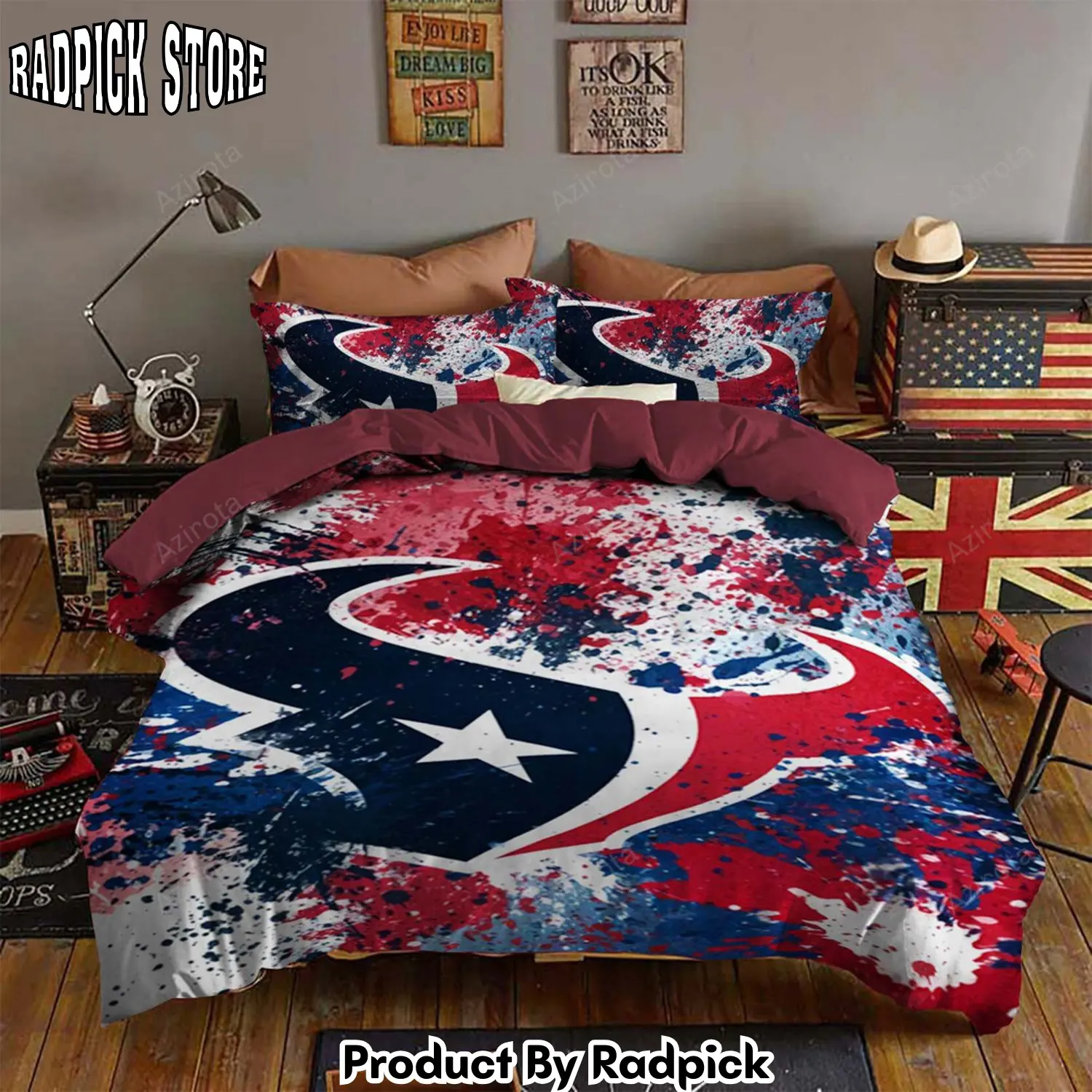 Radpick v6 houston texans bedding set sleepy duvet cover pillow cases rp327536